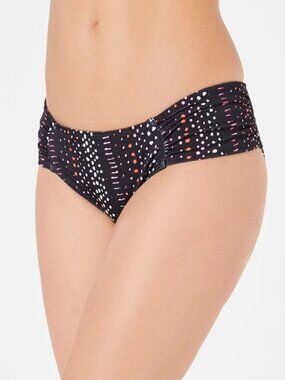 RACHEL Rachel Roy Dot-Dash Printed Ruched-Side Hipster Bikini Bottoms Sz L NWT